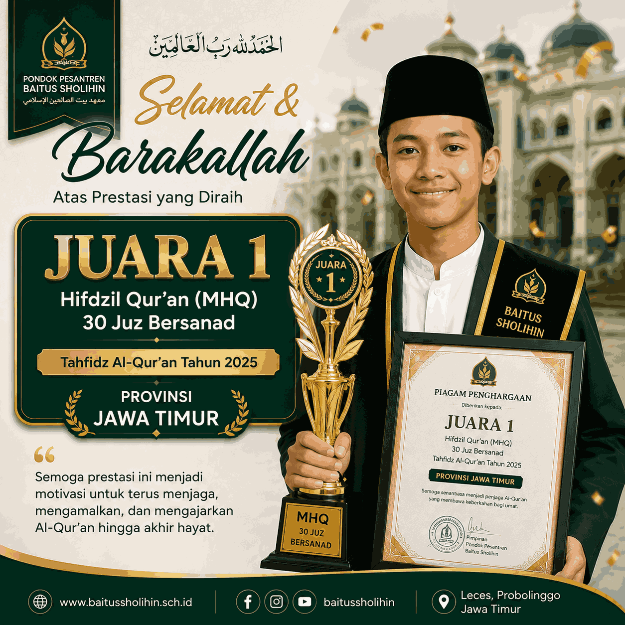 Juara 1 Hifdzil Qur'an (MHQ) 30 Juz Bersanad